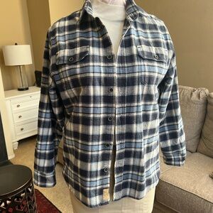 JACHS 100% cotton flannel shirt, blue plaid Medium